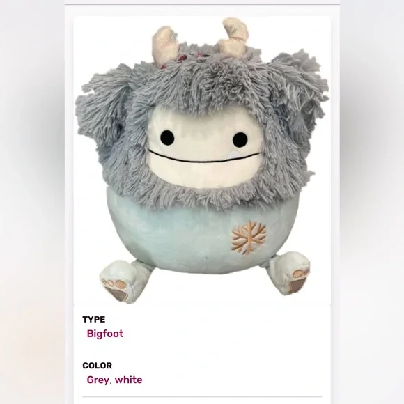 Evita the Bigfoot is a grey Squishmallows Size 12” - NEW - Picture 7 of 7